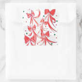 Sticker Carré Sucre de canne de Noël Whimsical arcs motif (Sac)