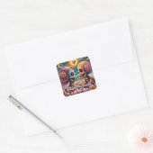 Sticker Carré Sugar Skulls in Love Chalk Pastel Personalized (Enveloppe)