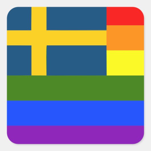 STICKER CARRÉ SUISSE LGBT RAINBOW FLAG SWEDEN PRIME (Devant)