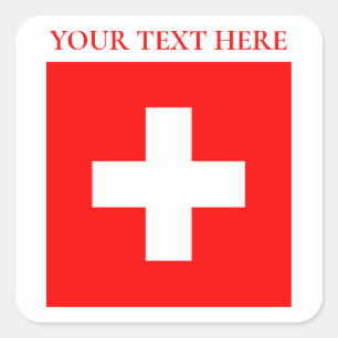 Sticker Carré Suisse personnalisée Drapeau Suisse Europe Suisse
