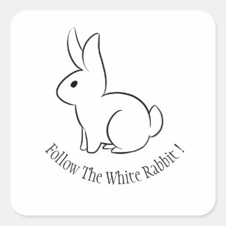 Sticker Carré Suivez Le Lapin Blanc
