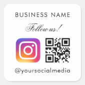 Sticker Carré Suivez-nous Code QR personnalisé Nom commercial In (Devant)