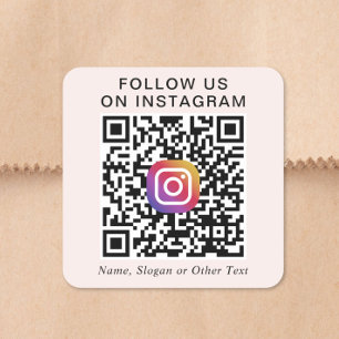 Sticker Carré Suivez-nous sur Instagram Code QR Promotionnel Ros