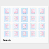 Sticker Carré Summer Blue Stripes Life's a Beach Birthday Party (Feuille)