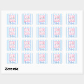 Sticker Carré Summer Blue Stripes Life's a Beach Thank You (Feuille)