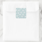 Sticker Carré Summer Boho Blue White Daisy Flowers (Sac)
