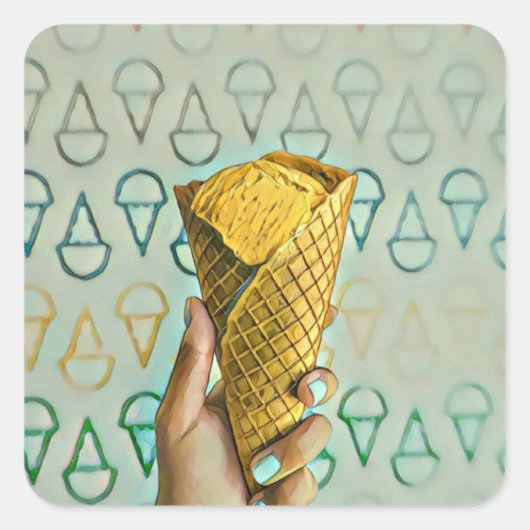 Sticker Carré Summer ice cream lovers (Devant)