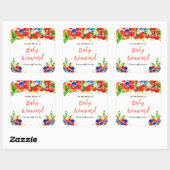 Sticker Carré Summer Mixed Berries Baby Shower Bookplate (Feuille)