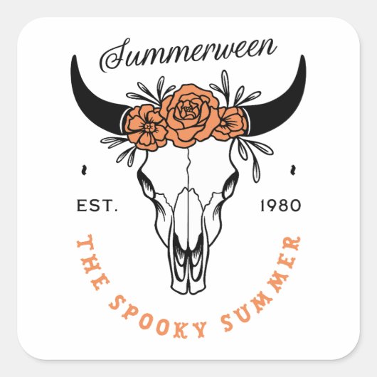 Sticker Carré Summerween spooky summer party country aesthetic (Devant)