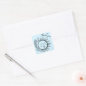 Sticker Carré Sun Floral Boho MERCI Élégant Pastel Chic (Enveloppe)