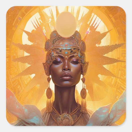Sticker Carré Sun Goddess Imaginaire Art (Devant)