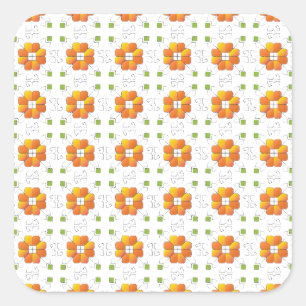 Sticker Carré SUN traditionnel letton conception géométrique IX