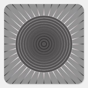 Sticker Carré Sunburst géométrique moderne - Hématite foncé gris