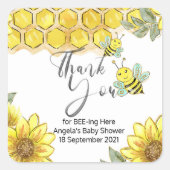 Sticker Carré Sunflower Bee Merci pour l'abeille ici (Devant)