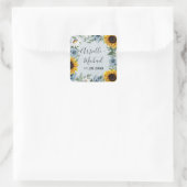 Sticker Carré Sunflower Dusty Blue Country Rustic Roses Wedding (Sac)