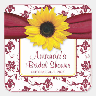 Sticker Carré Sunflower jaune Bourgogne Mariage personnalisé