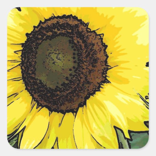 Sticker Carré Sunflower large yellow (Devant)