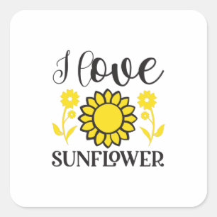 Sticker Carré Sunflower Lover I Love Sunflower