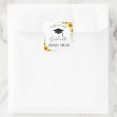 Sticker Carré Sunflowers Graduation personnalisée (Sac)