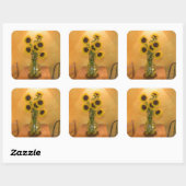 Sticker Carré Sunflowers in vase on table 2 (Feuille)