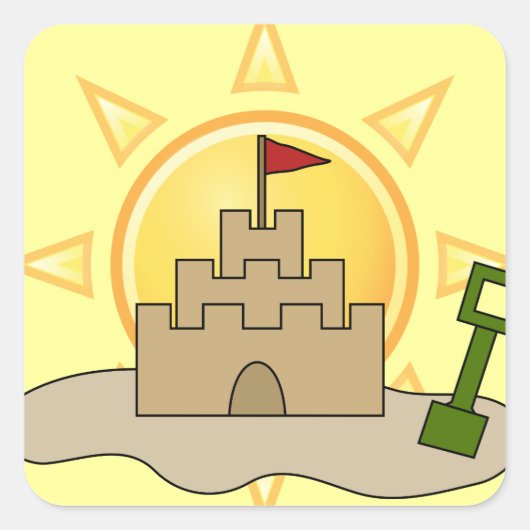 Sticker Carré Sunny Sandcastle (Devant)