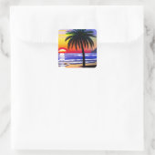 Sticker Carré Sunset et Palm Tree Beach ARt (Sac)