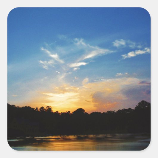 Sticker Carré Sunset Mountain Lake (Devant)