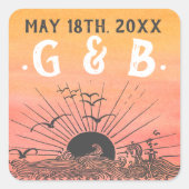 Sticker Carré Sunshine Beach Destination Ocean Sunrise Sunset (Devant)