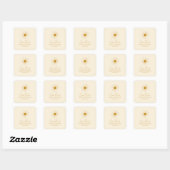 Sticker Carré Sunshine Boho moderne | Merci Baby shower beige (Feuille)