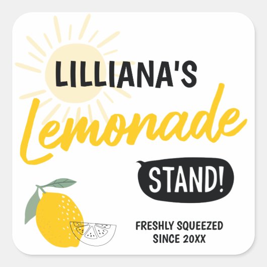 Sticker Carré Sunshine Lemonade Stand Birthday Party (Devant)