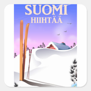 Sticker Carré Suomi Hiihtää (Finlande pour skier)