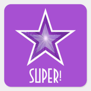 Sticker Carré 'SUPER', Étoile violette ! violet carré