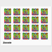 Sticker Carré Super Hippie Trippy Frog Psychedelic (Feuille)