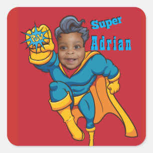 Sticker Carré Super Kid Ajouter votre visage personnalisé