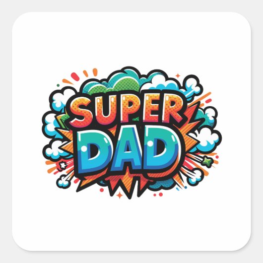 Sticker Carré Super papa (Devant)