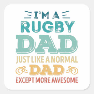 Sticker Carré Super Rugby Papa Fête des pères Drôle Cadeau Dr
