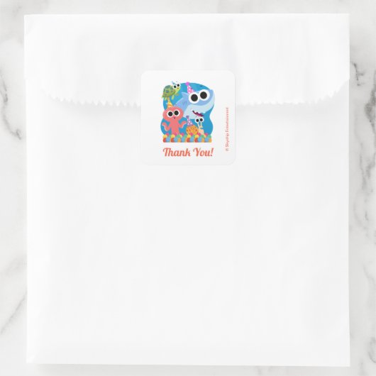 Sticker Carré Super simple | Finny Shark Confetti Anniversaire (Sac)