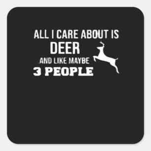 Sticker Carré Superbe Amoureux des Cerfs Style Minimaliste Rétro