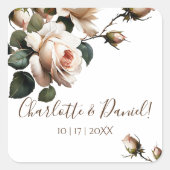 Sticker Carré Superbe Mariage de Rose d'huile beige (Devant)
