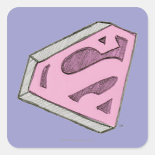 Sticker Carré Supergirl Sketched Pink Logo