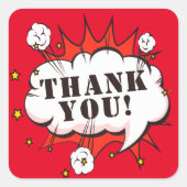 Sticker Carré Superhero Comic Discours Bubble Anniversaire Merci (Devant)