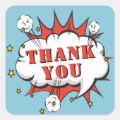 Sticker Carré Superhero Comic Discours Bubble Anniversaire Merci (Devant)