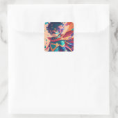 Sticker Carré Superhero d'Anime rouge et bleu avec Cap (Sac)