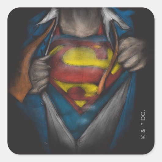 Sticker Carré Superman | Esquisse de révélation de la poitrine c (Devant)