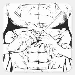 Sticker Carré Superman noir et blanc 3