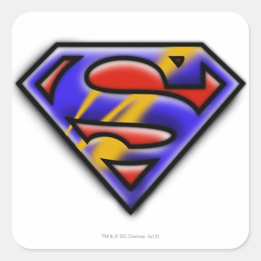 Sticker Carré Superman S-Shield | Logo d'aérographe violet (Devant)