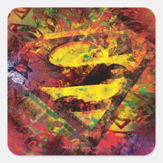 Sticker Carré Superman S-Shield | Logo Grunge (Devant)