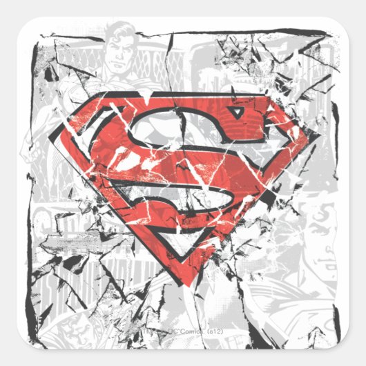 Sticker Carré Superman Stylisé | Logo comique découpé (Devant)