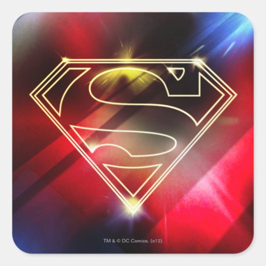 Sticker Carré Superman Stylisé | Logo en plan jaune brillant (Devant)