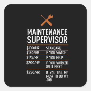 Sticker Carré superviseur de maintenance emploi drôle Cadeau Idé